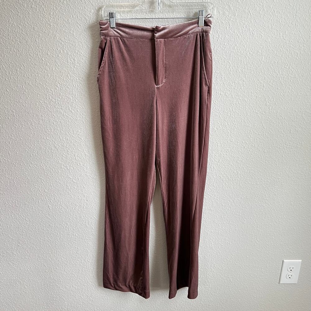 Gentle Fawn Alice Velvet Rose Pink Flare Pants Women's 6 High Rise Stretch